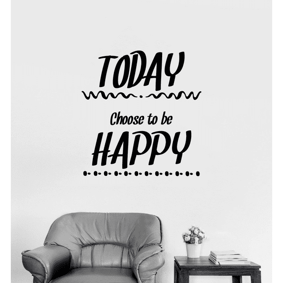 Today Choose To Be Happy Quote Positive Life Mantra Motivation Inspiration Quotes Saying Wall Art Sticker Designs Vinyl Stickers For Home House Walls Rooms Windows Bedroom Decoration Size (10x10 inch)