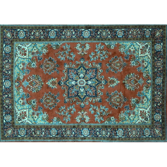 Ahgly Company Indoor Rectangle Medallion Light Blue Traditional Area Rugs, 2' x 3'