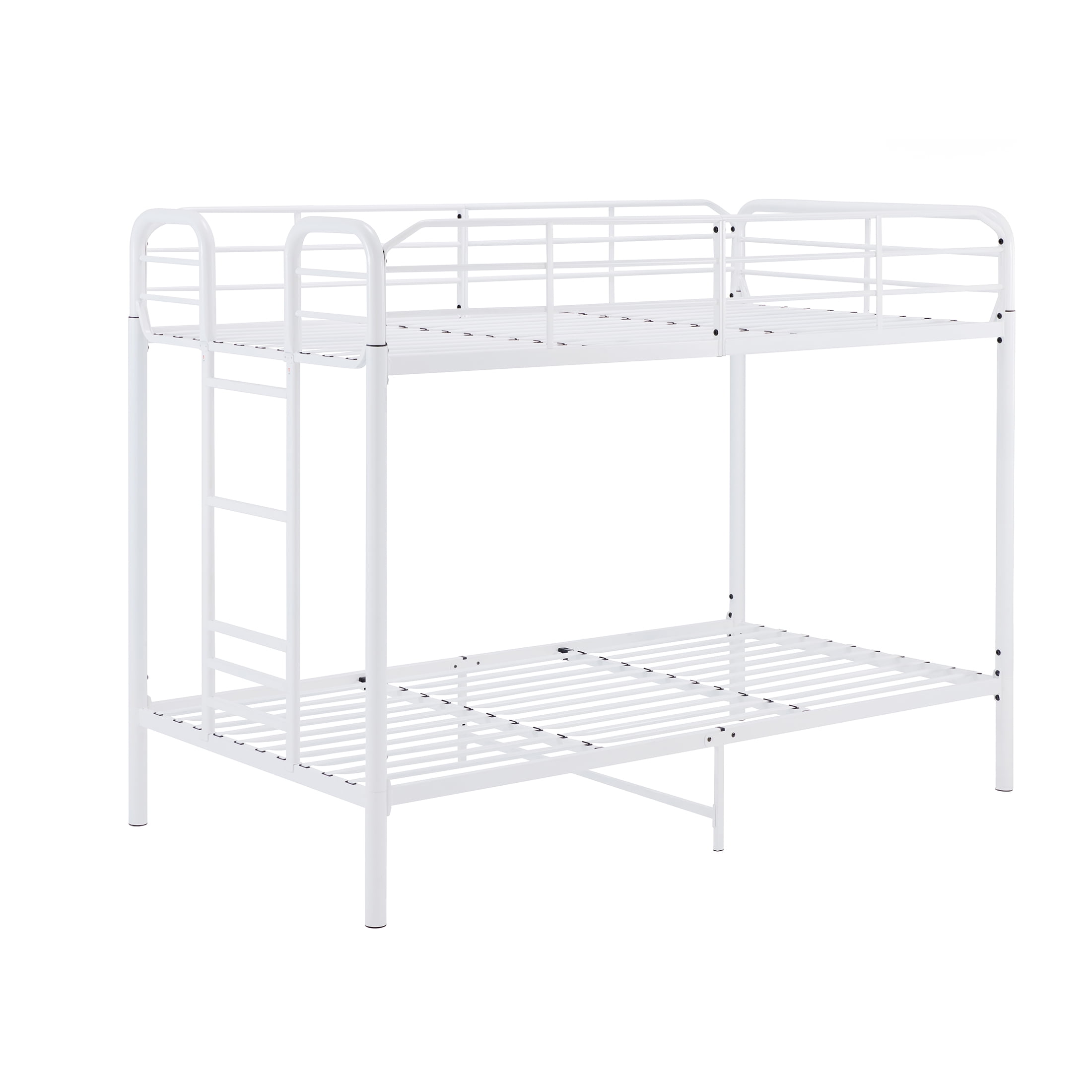 (2 pack) Your Zone Kids Modern Metal Twin over Twin Bunk Bed with Guardrails, White