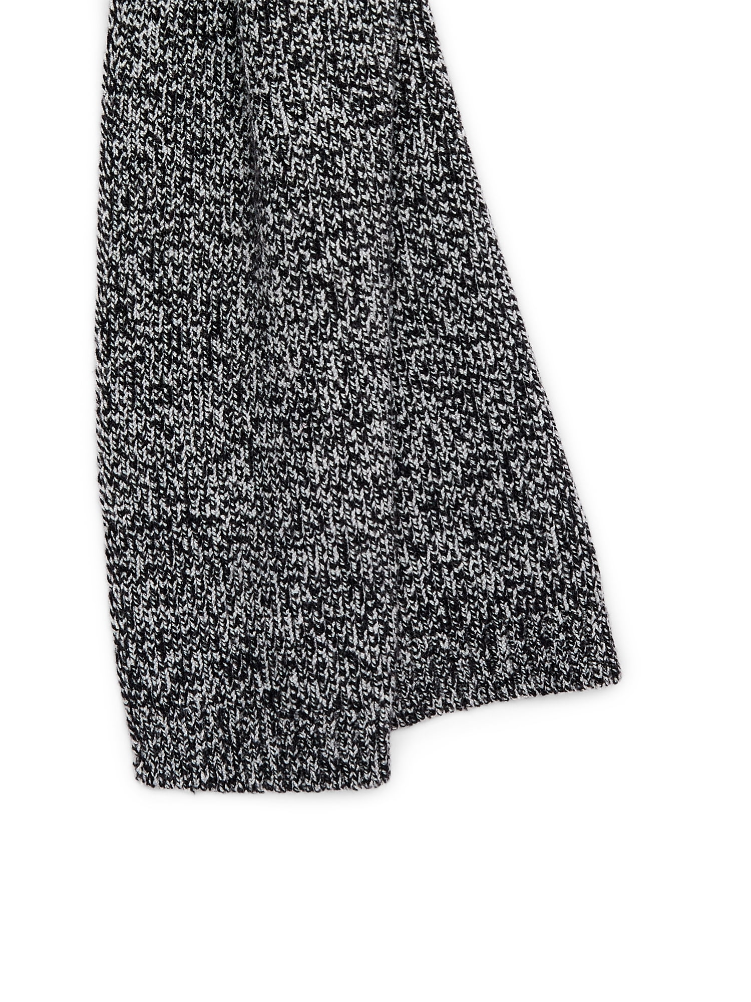 Time and Tru Women's Knit Scarf with Ribbed Trim, Black Soot/Winter White