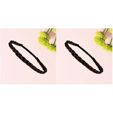 2pcs Fashion Elastic Stretch Hair Braided Headband Classic Wide Braids Synthetic Hair Band Hair Piece Women Beauty Accessory (Coffee)