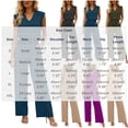thumbnail image 3 of BRELIL Women V Neck Sleeveless Top Elastic Waist Pants Two Piece Set Casual Solid Lounge Matching Outfits Summer Vacation Travel Tracksuit, Purple XL, 3 of 8