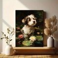 thumbnail image 6 of Cute Dog Water Lily Canvas Print, Pet Decor for Living Room Bedroom Office Cafe Restaurant Study Home Decor, 6 of 8