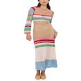 thumbnail image 1 of EIMELI Tricoté Robe Longue Bodycon pour les Femmes Y2K Manches Longues Creux à Rayures Midi Robes Robe de Plage d'Été, 1 of 7