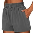 thumbnail image 5 of Inleife Drawstring Shorts for Women on Sale Women's Solid Color Cotton And Linen Loose Casual Wide-leg Short Pants Dark Gray XXL, 5 of 6