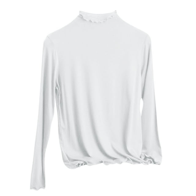 Womens Top,Casual Half High Neck Base Slim Inner Solid Color Long Sleeved High Neck,Shirts for Women