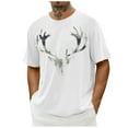 thumbnail image 5 of Jinhomg Mens Summer Tees Funny Animal Deer Graphic Casual T-Shirts Lightweight Comfy Short Sleeve Round Neck Tee Tops Athletic Workout Wear Holiday White M, 5 of 6
