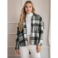thumbnail image 2 of Women's Long Sleeve Button Down Plaid Flannel Shacket Fall Jacket, 2 of 6