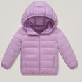 thumbnail image 3 of HAOTAGS Girls Down Jacket (2-13) Casual Winter Hooded Warm Nylon Spandex Quilted Coat Purple Size 3T, 3 of 9