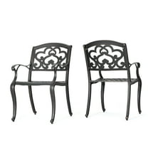Outdoor Cast Aluminum Dining Chairs (Set of 2) Shiny Copper