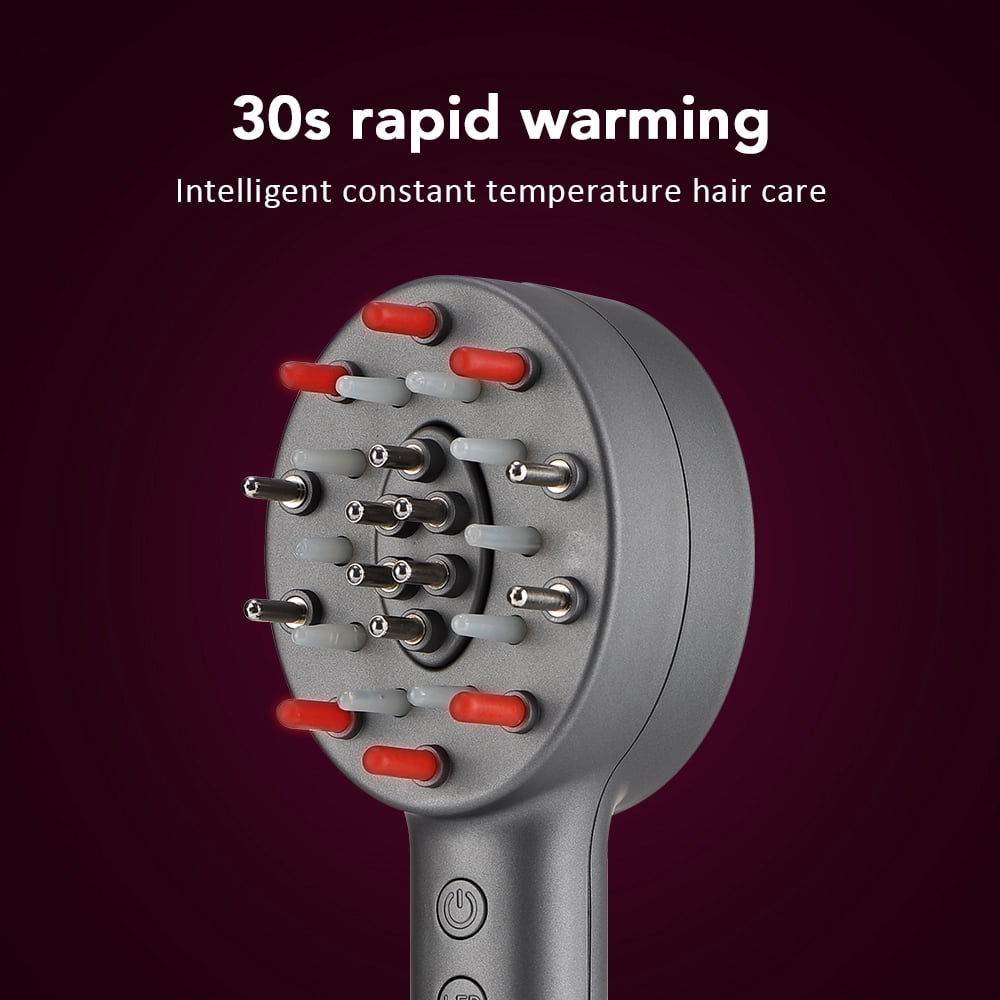 Vibration Massage Comb, Red Light Bian Stone Heating Vibration Massage Brush, Portable Scalp Applicator for Thicker-Looking Hair, Rechargeable Scratcher Massager for Head