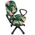 thumbnail image 1 of Grunge Office Chair Slipcover, Triangles Inner Murky Leaves and Stripes Creative Rainforest Nature, Protective Stretch Decorative Fabric Cover, Standard Size, Hunter Green and Pale Pink, by Ambesonne, 1 of 5