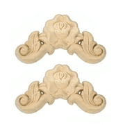 Uxcell 2Pack Wood Carved Appliques Decorative Carving Decals for Furniture, 6cm x 6cm