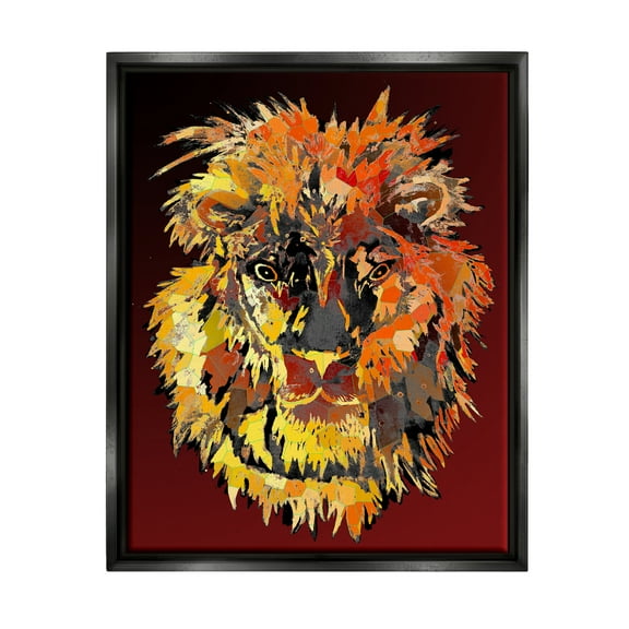 Stupell Industries Abstract Lion Mane Animals & Insects Painting Black Floater Framed Art Print Wall Art, 17 x 21