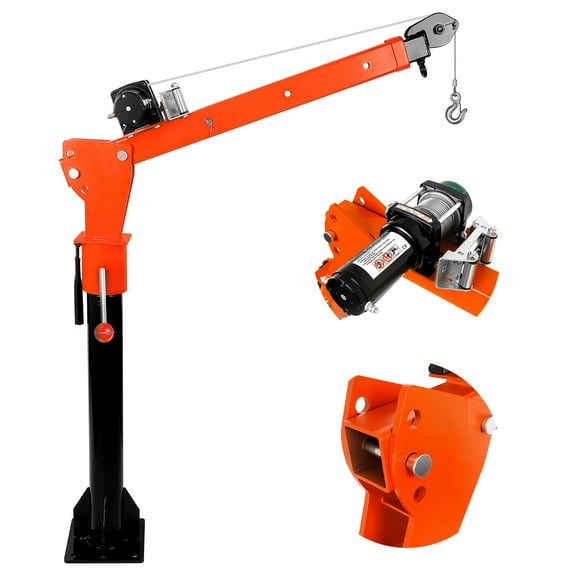 5000lbs Truck-Mounted Crane Hoist Pickup Truck Crane, Electric Truck-Mounted Crane with 12V Electric Winch & 360° Swivel Pickup Truck Jib Cranes for Construction Lifting Goods and Transport