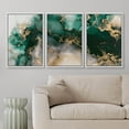 thumbnail image 2 of PixonSign Framed Canvas Print Wall Art Teal Green Gold Marble Smoke Landscape Abstract Shapes Illustrations Mid-Century Modern Minimalism Scenic Relax/Calm Multicolor Zen - 24"x36"x3 White, 2 of 5