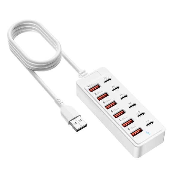 12 in 1 USB Charging Station Multi Ports 6 USB 6 PD Charger Type C Mobile Phones Adapter USB Docking Station USB HUB Accessories