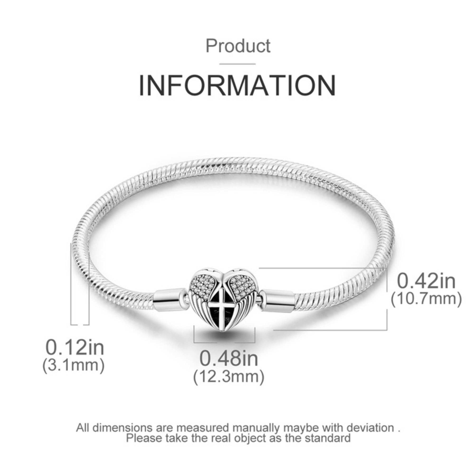 Alscharm 925 Sterling Silver Snake Chain Bracelet Guardian Wing Cross Charms Bracelets for Women Girls Gifts for Her