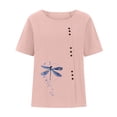 thumbnail image 4 of Camisas Para Mujer Tops Blusas Casual Algodón Y Lino Top Impreso Manga Corta Botón Túnica Camiseta Blusa Odeerbi ODB139521, 4 of 5