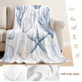 thumbnail image 5 of Blue Coastal Nautical Blanket Soft Cozy Warm Throw Blanket for Couch, Plush Fuzzy Flannel Fleece Blankets for Sofa, Summer Beach Starfish Coral Bed Blankets Lightweight Gifts for Women, 40"x60", 5 of 9