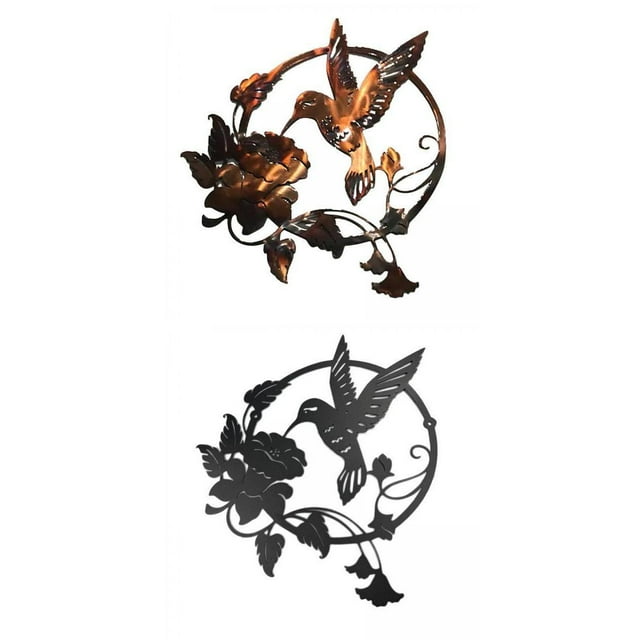 2 Uds Pájaro Metal Pared Arte Decoración Silueta Puerta Dentera Césped Ilustraciones perfecl Escultura de pared