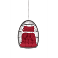 thumbnail image 5 of Hanging Egg Chair Without Stand,Rattan Wicker Swing Egg Chair with Resistant Cushion,Outdoor Swing Chair for Balcony Garden Bedroom,Red, 5 of 12