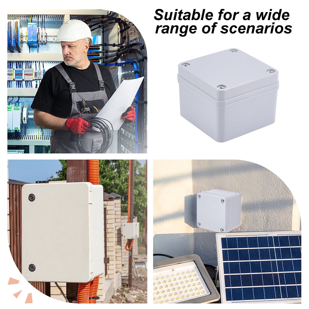Outdoor Waterproof Plastic Junction Box Square Light Grey 99x99x76mm Inner Diameter: 93x93mm