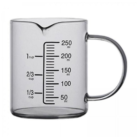 2x Vaso Medidor De Vidrio Multifunción Resistente Con Báscula Para Restaurante Housheold 250ml