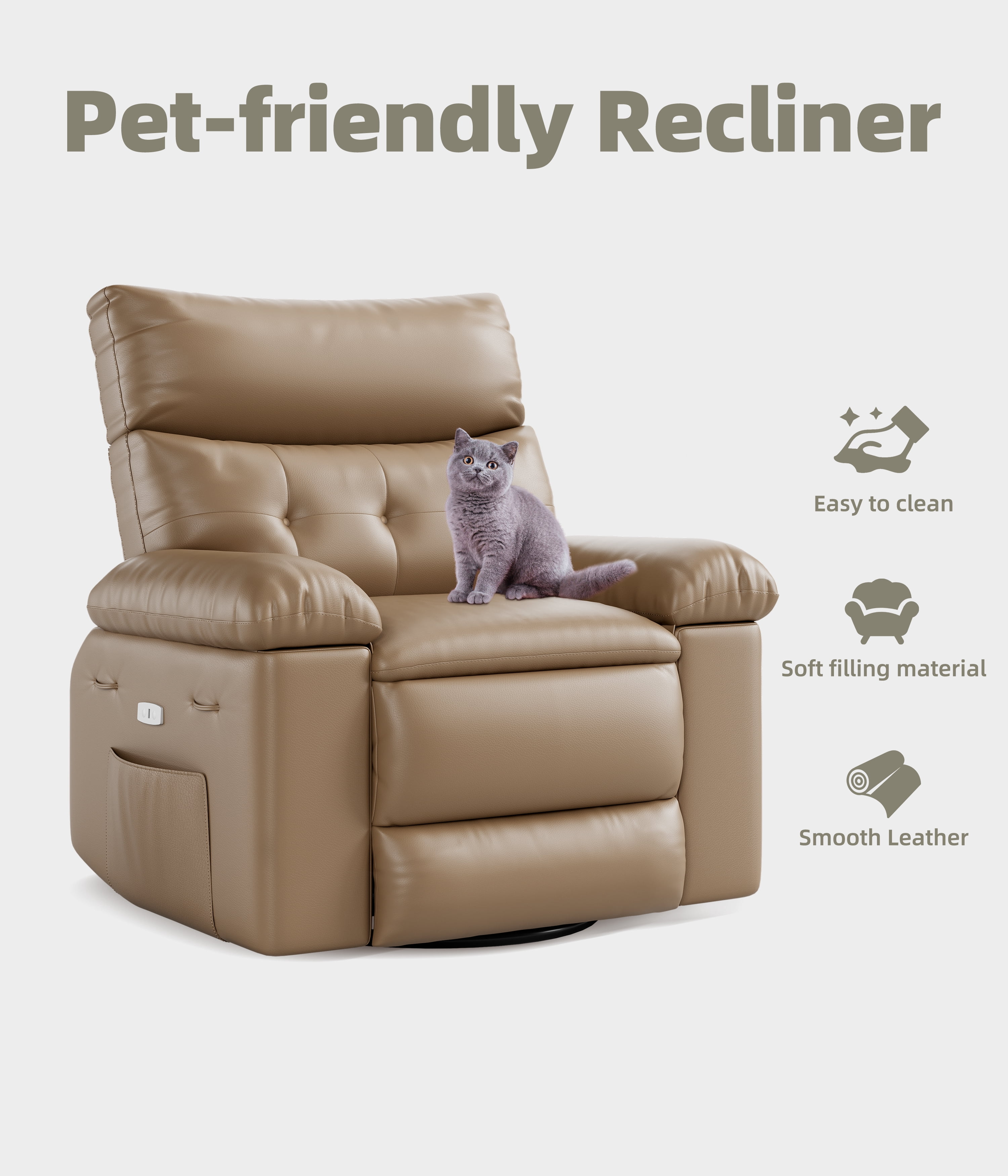 Oversized Recliner Chairs with Heat and Massage - 360°Swivel Lazy Boy Recliner Chair for Adults-Manual Rocking Chair with Remote Control for Living Rooms,Bedrooms and Nurseries