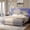 Light Grey, variant on Merluxy Queen Bed Frame with LED Lights Headboard,Velvet Upholstered,No Box Spring Needed,Light Grey