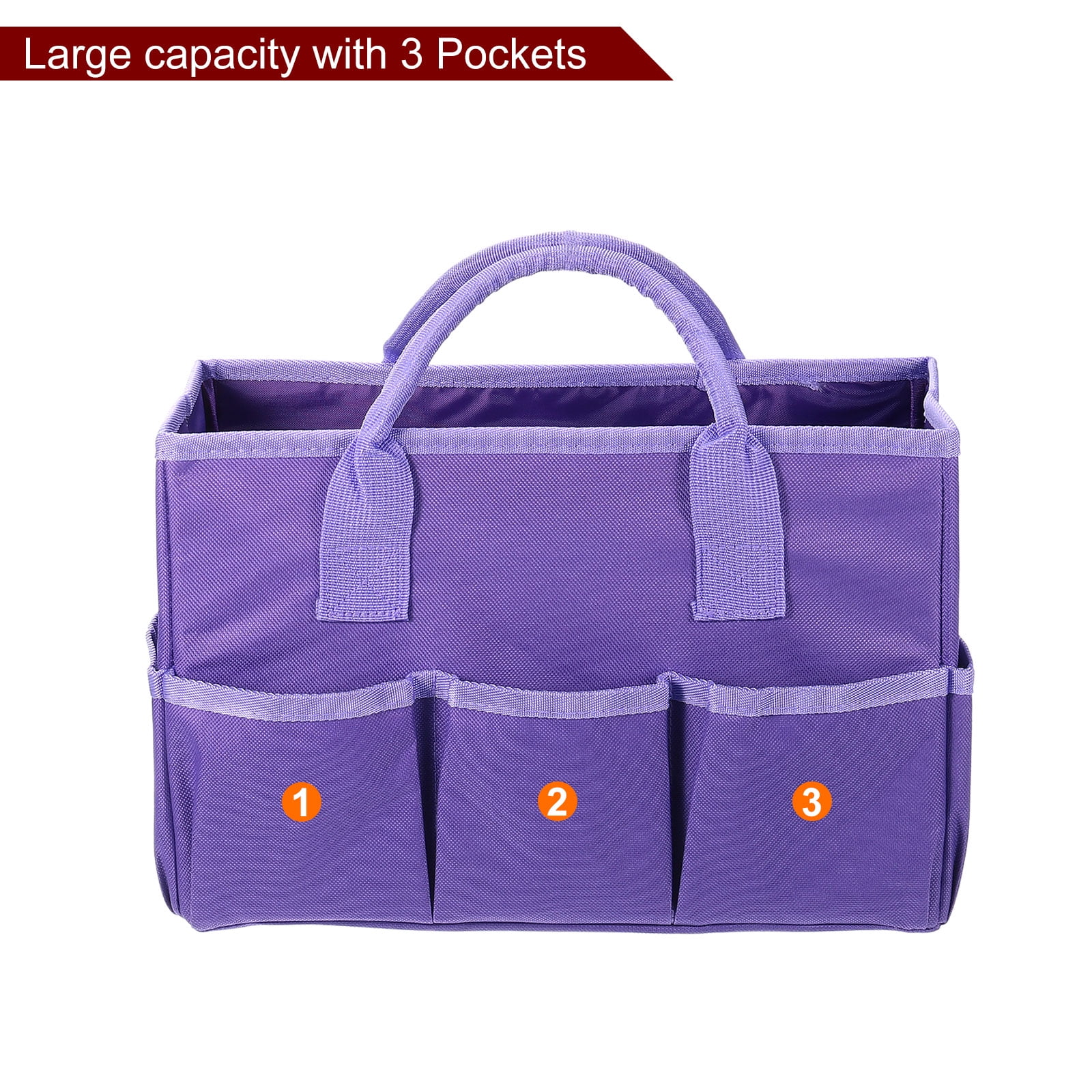 Uxcell Garden Tool Bag 33cm x 15cm x 22cm Oxford Large Bag with Pockets Garden Tote Bag, Purple