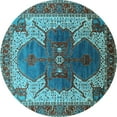 thumbnail image 1 of Ahgly Company Indoor Round Oriental Light Blue Industrial Area Rugs, 3' Round, 1 of 4