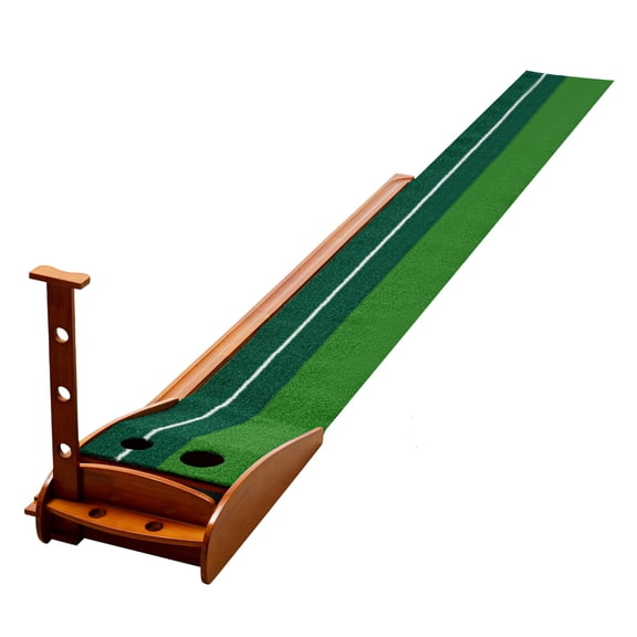 Indoor Golf Putting Exerciser, Indoor Golf Putting Mat with Auto-Ball Return, Golf Putting Mat with Leaning Rod Holder