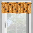 thumbnail image 2 of Ambesonne Ghost Valance Pack of 2, Cat Hat Bat Leaves Pumpkin, 54"X12", Orange Black Pale Yellow, 2 of 5