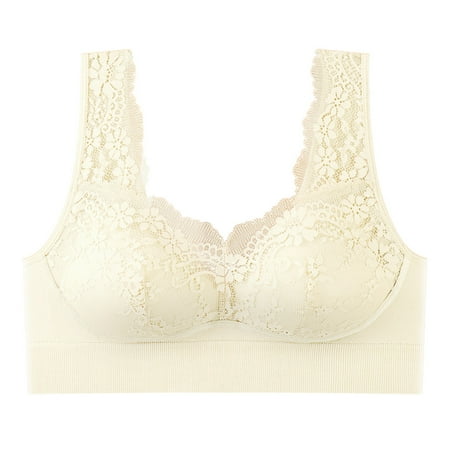 

ZMHEGW High Impact Sports Bras for Women Wire-Free Seamless Bra Solid Print White One Size