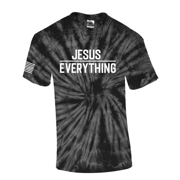 Jesus Over Everything Bible Scripture Mens Christian Tshirt Jesus Cross Short Sleeve T-shirt Graphic Tee-Black Tie Dye-xxxl