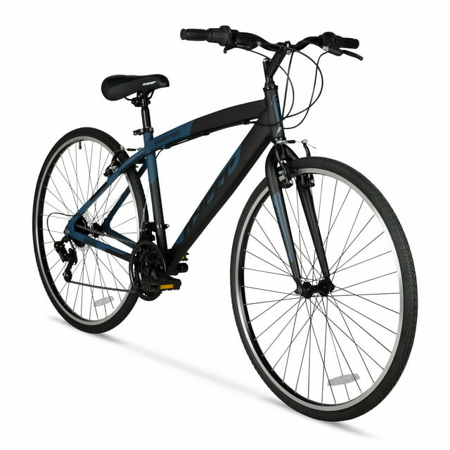 Hyper Bicycles 700c Men's SpinFit Hybrid Bike, Black and Blue, Adults