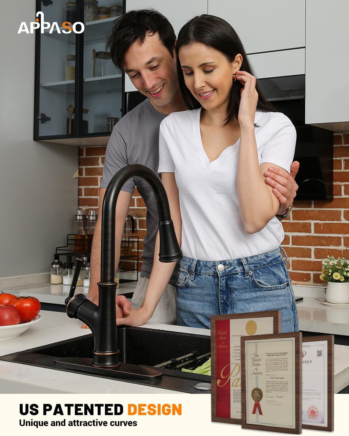 APPASO Pull Down Kitchen Faucet with Sprayer Oil Rubbed Bronze 133ORB