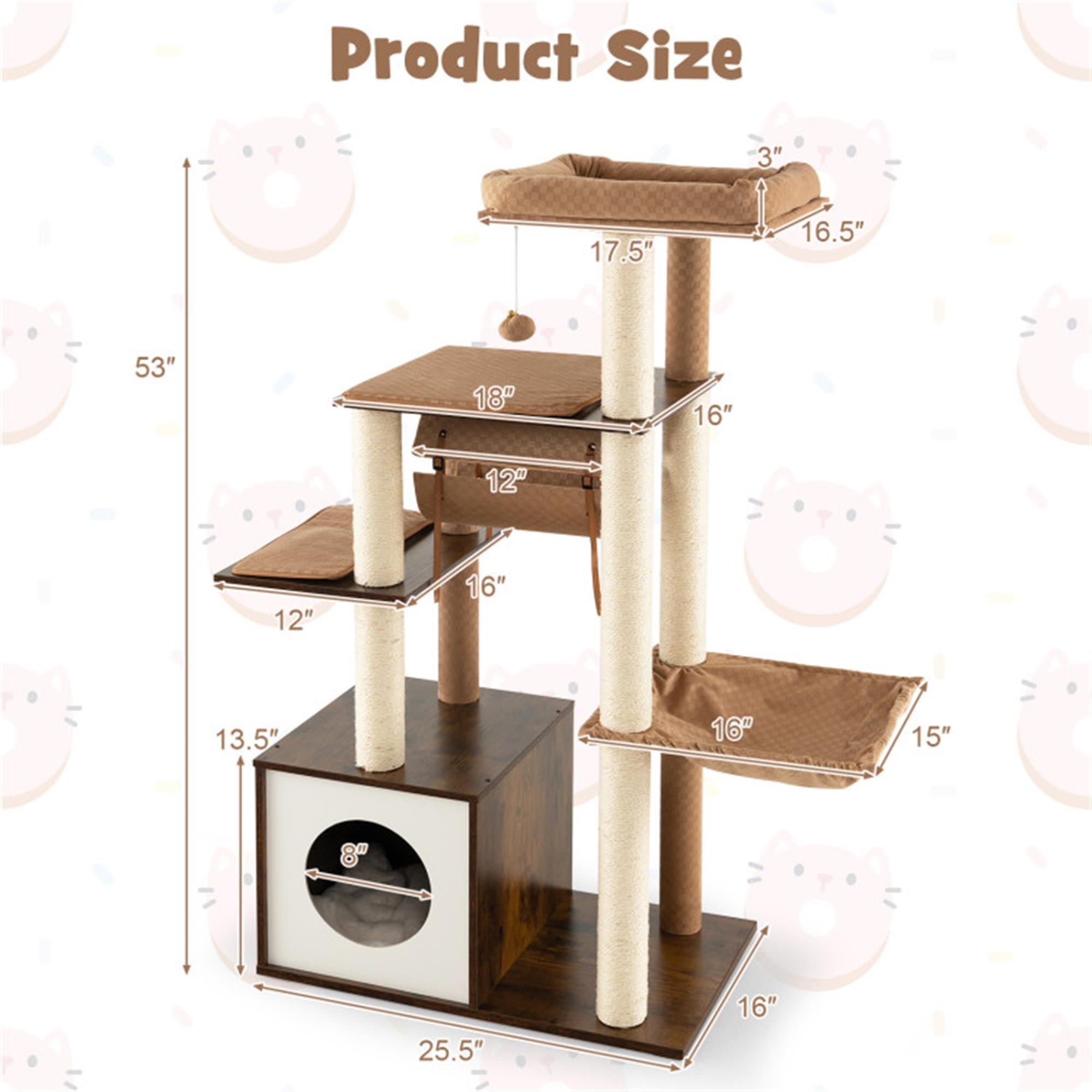 Pefilos 53" Modern Cat Tree Tower for Indoor Cats, Multi-Level Cat Condo with Scratching Posts, Perch, Washable Removable Cushions, Cat Tree House, Brown Pefilos 53" Modern Cat Tree Tower for Indoor Cats, Multi-Level Cat Condo with Scratching Posts, Perch, Washable Removable Cushions, Cat Tree House, Brown