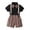 #01-Black, variant on Letdown Toddler Boy Outfits Formal Suits: Dressy Short Sleeve Shirts with Bowtie Suspender Striped Shorts Pants Outfit Sets Summer Gentleman Wedding Outfits