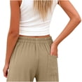 thumbnail image 4 of cocolona Womens Summer Casual Plus Size Pants Elastic Waist Straight Wide Leg Vacation Beach Trousers with Pocket, 4 of 5