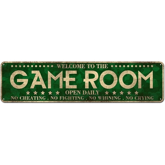 Game Room Décor 4" x 16", Metal Aluminum Novelty Tin Sign Décor Man Cave Signs