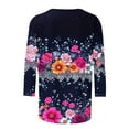thumbnail image 5 of CYMMPU Summer Trendy Shirts 3/4 Sleeve Blouses for Women Dressy Casual Crew Neck Loose Fit Tunic Tops Floral Printed Spring Tops Lightweight Basic Tees Multicolor L, 5 of 5