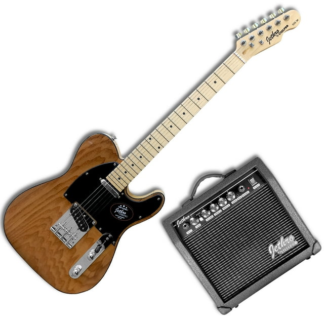 Paquete Guitarra Electrica Series Jethro By Steelpro 033-sk Color Natural mahogany Material del diapasón ALAMO NEGRO LAMINADO