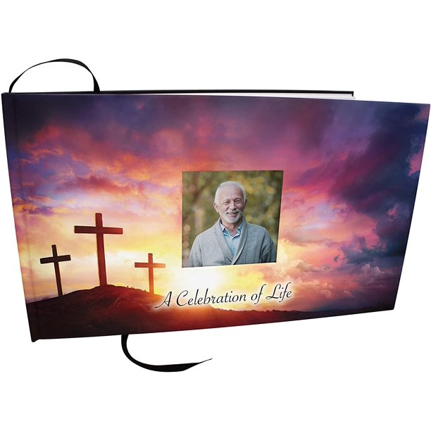 Three Crosses Matching Themed 'Celebration of Life' Guest Book for