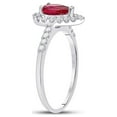 thumbnail image 4 of FB Jewels 10kt White Gold Womens Pear Lab-Created Ruby Solitaire Diamond Frame Ring 1-1/5 Cttw, 4 of 4