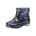thumbnail image 2 of Domuza Women Bow Tie Printed Glossy Short Ankle Rain Boots, Waterproof Non Slip PVC Rain Shoes for Gardening Walking Commuting Outdoor Rainy Day Wear Blue 7（EU-38）, 2 of 4