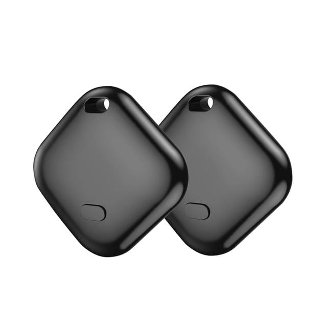 2-Pack Black F02-B Google Certified Bluetooth Tracker for Android 9+, Smart Locator with Find My Device App, 150m Range, 60-80dB Alarm, IP67 Waterproof, Replaceable CR2032 Battery (8-12 Month Life) –