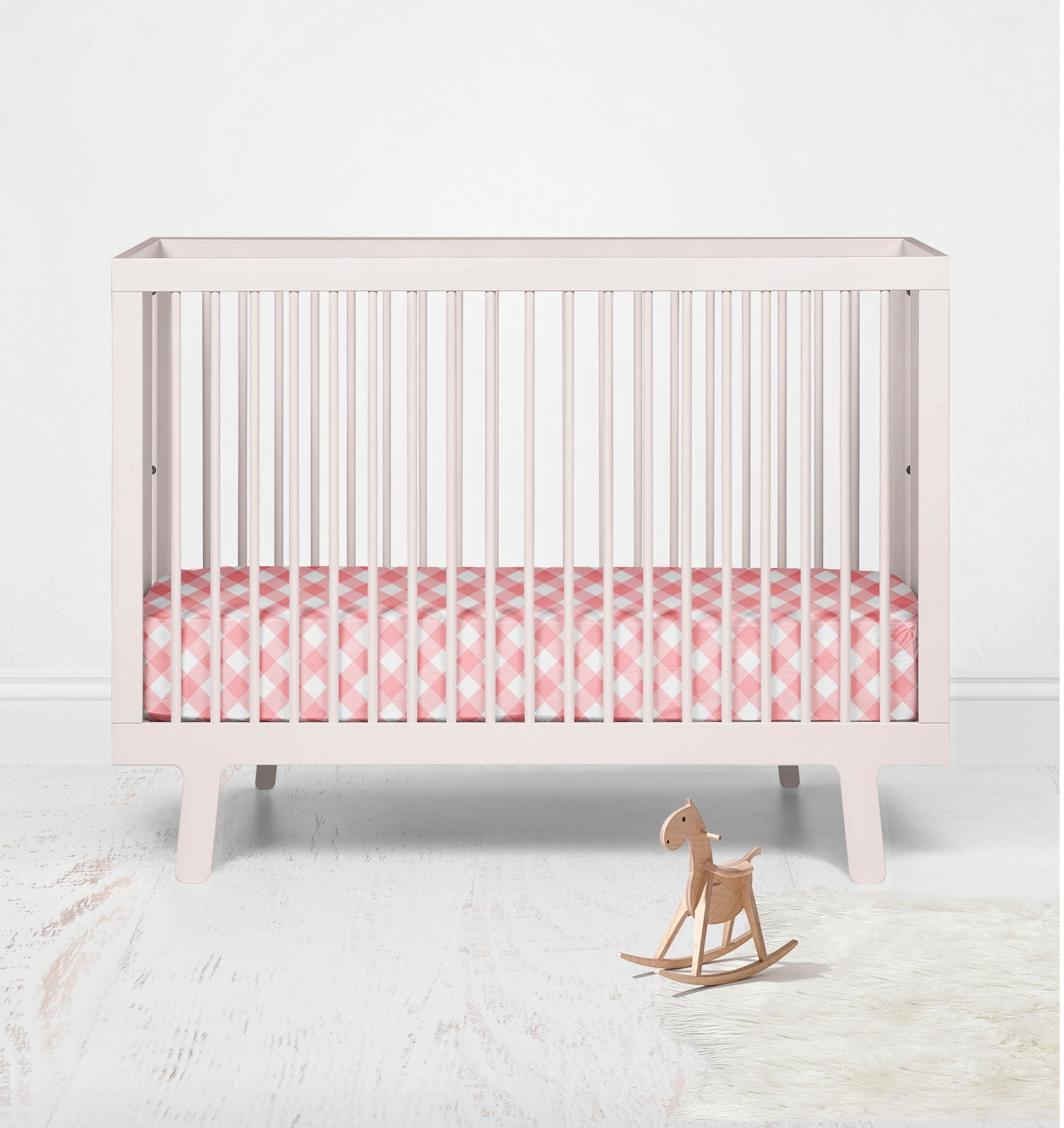 Bacati - Crib or Toddler Bed Fitted Sheet, Watercolor Flowers Coral Gray
