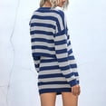 thumbnail image 6 of EASYBRA Women Striped Skirt Set Long Sleeve Top Slim Fit Mini Skirt Casual Two Piece Outfit, 6 of 7